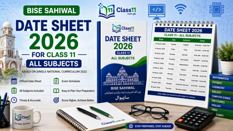 Class 11 Sahiwal Board Date Sheet 2026 Download PDF