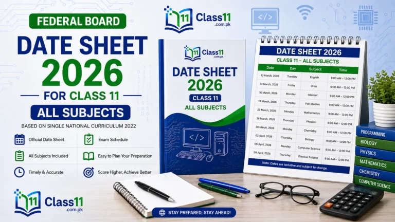 FBISE Class 11 Date Sheet 2026 Federal Board